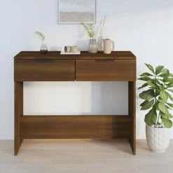 VidaXL Table console Chêne marron 90x36x75 cm Bois d'ingénierie 8 VidaXL Table console Chêne marron 90x36x75 cm Bois d'ingénierie -Tables d'appoint Soldes image 3 817074