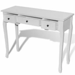 VidaXL Table de console et coiffeuse avec 3 tiroirs Blanc 9 VidaXL Table de console et coiffeuse avec 3 tiroirs Blanc -Tables d'appoint Soldes image 4 241143