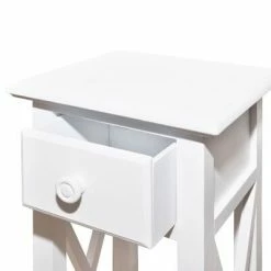 VidaXL Table d'appoint avec tiroir Blanc 9 VidaXL Table d'appoint avec tiroir Blanc -Tables d'appoint Soldes image 4 241147
