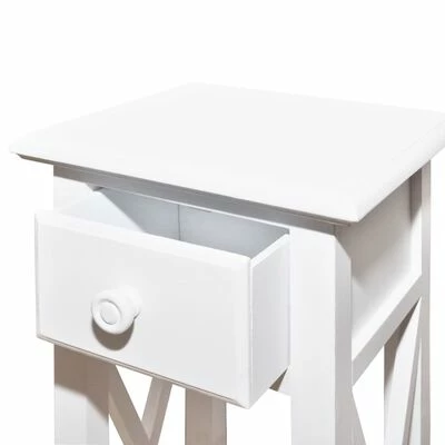VidaXL Table d'appoint avec tiroir Blanc 4 VidaXL Table d'appoint avec tiroir Blanc – Image 4