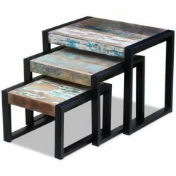 VidaXL Tables gigognes 3 pcs Bois de récupération massif -Tables d'appoint Soldes image 4 243279