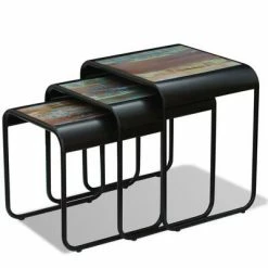 VidaXL Tables gigognes 3 pcs Bois de récupération massif -Tables d'appoint Soldes image 4 243286