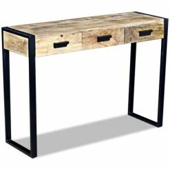 VidaXL Table console avec 3 tiroirs Bois de manguier 110 x 35 x 78 cm -Tables d'appoint Soldes image 4 243299