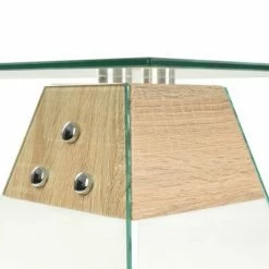 VidaXL Table d'appoint MDF et verre 45 x 45 x 45 cm Couleur de chêne -Tables d'appoint Soldes image 4 245636