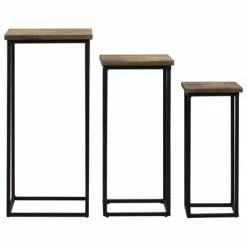 VidaXL Ensemble de tables pour plante 3 pcs Teck recyclé -Tables d'appoint Soldes image 4 246088