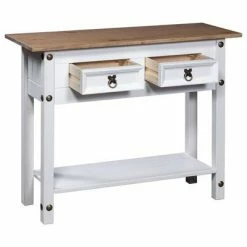 VidaXL Table console Gamme Corona Pin mexicain Blanc 90x34,5x73 cm -Tables d'appoint Soldes image 4 282646