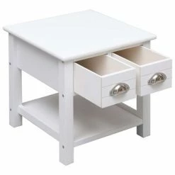 VidaXL Table d'appoint Blanc 40x40x40 cm Bois de Paulownia -Tables d'appoint Soldes image 4 284068