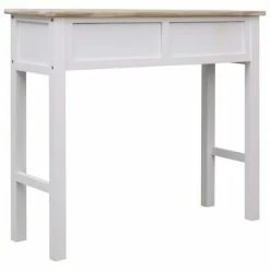 VidaXL Table console Blanc et naturel 90 x 30 x 77 cm Bois -Tables d'appoint Soldes image 4 284150