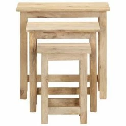 VidaXL Tables gigognes 3 pcs Bois solide de manguier -Tables d'appoint Soldes image 4 287489