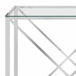 VidaXL Table d'appoint Argenté 140x40x78 cm Acier inoxydable et verre -Tables d'appoint Soldes image 4 289019