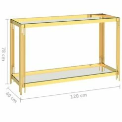 VidaXL Table d'appoint Doré 120x40x78 cm Acier inoxydable et verre -Tables d'appoint Soldes image 4 289024