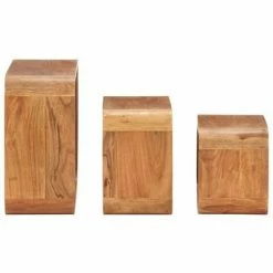 VidaXL Tables d'appoint 3 pcs Bois d'acacia solide 9 VidaXL Tables d'appoint 3 pcs Bois d'acacia solide -Tables d'appoint Soldes image 4 289628