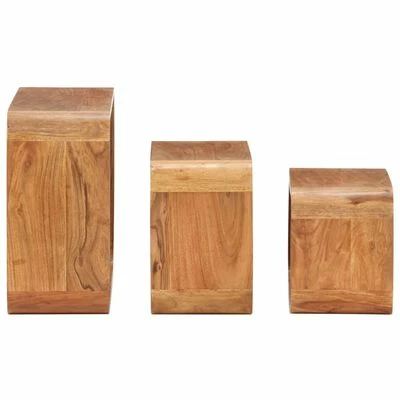 VidaXL Tables d'appoint 3 pcs Bois d'acacia solide 4 VidaXL Tables d'appoint 3 pcs Bois d'acacia solide – Image 4