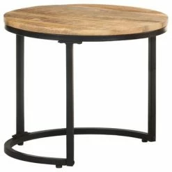 VidaXL Tables d'appoint 3 pcs Bois de manguier brut -Tables d'appoint Soldes image 4 320686