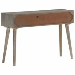 VidaXL Table console Gris 110x35x75 cm Bois de manguier massif brut -Tables d'appoint Soldes image 4 321807