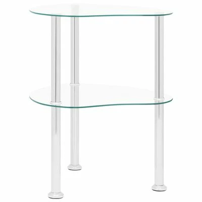 VidaXL Table d'appoint 2 niveaux Transparent 38x38x50 cm Verre trempé 4 VidaXL Table d'appoint 2 niveaux Transparent 38x38x50 cm Verre trempé – Image 4