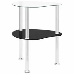 VidaXL Table 2 niveaux Transparent et noir 38x38x50 cm Verre trempé -Tables d'appoint Soldes image 4 322786