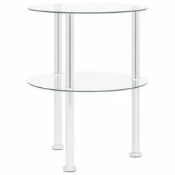 VidaXL Table d'appoint 2 niveaux Transparent 38 cm Verre trempé -Tables d'appoint Soldes image 4 322787