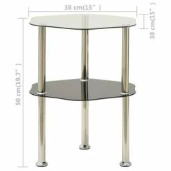 VidaXL Table 2 niveaux Transparent et noir 38x38x50 cm Verre trempé 8 VidaXL Table 2 niveaux Transparent et noir 38x38x50 cm Verre trempé -Tables d'appoint Soldes image 4 322791