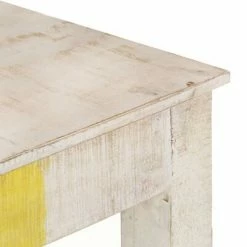 VidaXL Table console Blanc 115x35x77 cm Bois de manguier brut -Tables d'appoint Soldes image 4 323556