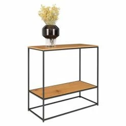 House Nordic Table console avec 2 étagères Avery Chêne et noir -Tables d'appoint Soldes image 4 442756