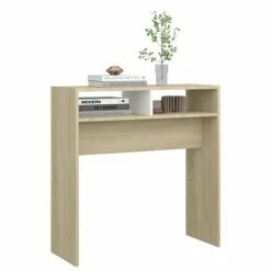 VidaXL Table console Blanc et chêne sonoma 78x30x80 cm Aggloméré -Tables d'appoint Soldes image 4 808301