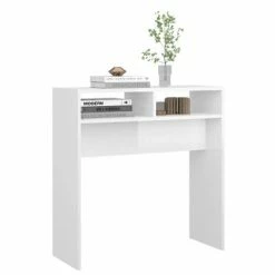 VidaXL Table console Blanc brillant 78x30x80 cm Aggloméré -Tables d'appoint Soldes image 4 808302