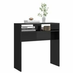 VidaXL Table console Noir brillant 78x30x80 cm Aggloméré 9 VidaXL Table console Noir brillant 78x30x80 cm Aggloméré -Tables d'appoint Soldes image 4 808303