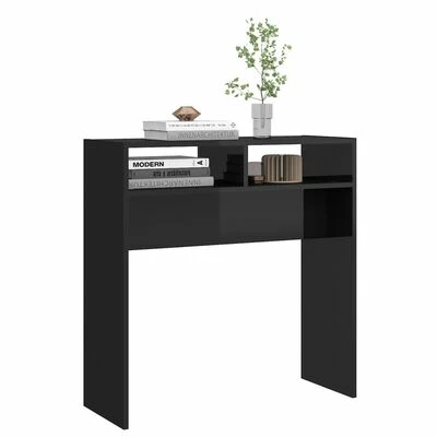 VidaXL Table console Noir brillant 78x30x80 cm Aggloméré 4 VidaXL Table console Noir brillant 78x30x80 cm Aggloméré – Image 4