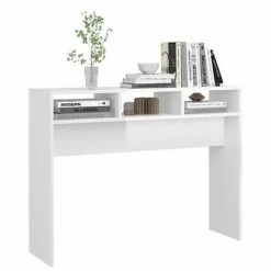 VidaXL Table console Blanc brillant 105x30x80 cm Aggloméré -Tables d'appoint Soldes image 4 808311