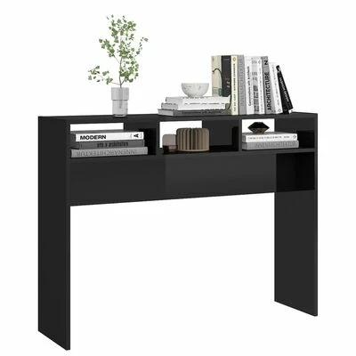 VidaXL Table console Noir brillant 105x30x80 cm Aggloméré 4 VidaXL Table console Noir brillant 105x30x80 cm Aggloméré – Image 4