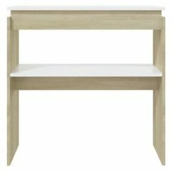 VidaXL Table console Blanc et chêne sonoma 80x30x80 cm Aggloméré -Tables d'appoint Soldes image 4 808319