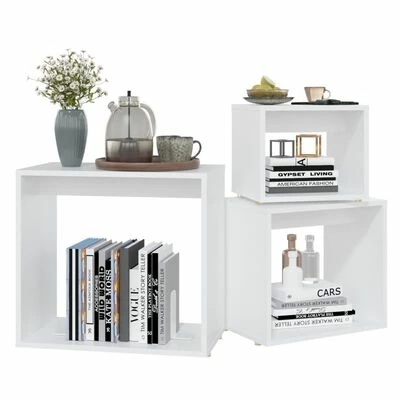 VidaXL Tables gigognes 3 pcs Blanc Aggloméré 4 VidaXL Tables gigognes 3 pcs Blanc Aggloméré – Image 4