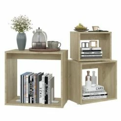 VidaXL Tables gigognes 3 pcs Chêne sonoma Aggloméré -Tables d'appoint Soldes image 4 808579