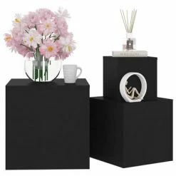 VidaXL Tables d'appoint 3 pcs Noir Aggloméré -Tables d'appoint Soldes image 4 808586