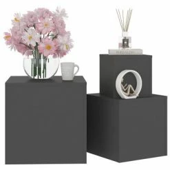 VidaXL Tables d'appoint 3 pcs Gris Aggloméré 9 VidaXL Tables d'appoint 3 pcs Gris Aggloméré -Tables d'appoint Soldes image 4 808587