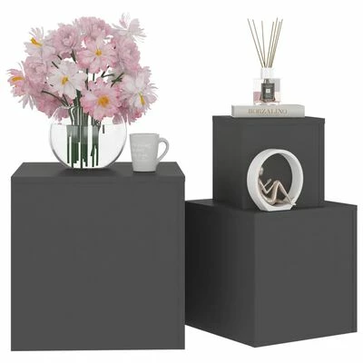 VidaXL Tables d'appoint 3 pcs Gris Aggloméré 4 VidaXL Tables d'appoint 3 pcs Gris Aggloméré – Image 4
