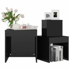 VidaXL Tables gigognes 3 pcs Noir brillant Aggloméré 9 VidaXL Tables gigognes 3 pcs Noir brillant Aggloméré -Tables d'appoint Soldes image 4 808601