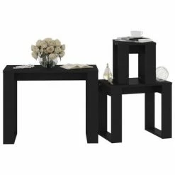 VidaXL Tables gigognes 3 pcs Noir Bois d'ingénierie -Tables d'appoint Soldes image 4 808604