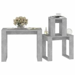 VidaXL Tables gigognes 3 pcs Gris béton Bois d'ingénierie -Tables d'appoint Soldes image 4 808607