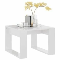 VidaXL Table d'appoint Blanc brillant 50x50x35 cm Aggloméré -Tables d'appoint Soldes image 4 808627