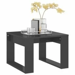 VidaXL Table d'appoint Gris brillant 50x50x35 cm Aggloméré -Tables d'appoint Soldes image 4 808629