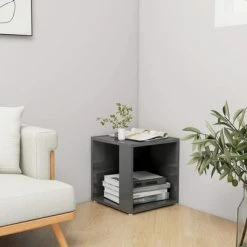 VidaXL Table d'appoint Gris brillant 33x33x34,5 cm Aggloméré -Tables d'appoint Soldes image 4 809016