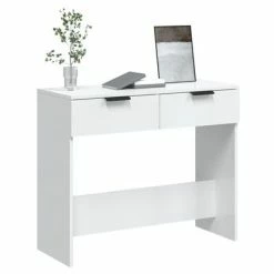 VidaXL Table console Blanc brillant 90x36x75 cm Bois d'ingénierie -Tables d'appoint Soldes image 4 811337