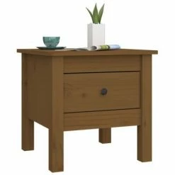 VidaXL Table d'appoint Marron miel 40x40x39 cm Bois massif de pin -Tables d'appoint Soldes image 4 813790