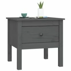 VidaXL Table d'appoint Gris 50x50x49 cm Bois massif de pin -Tables d'appoint Soldes image 4 813798