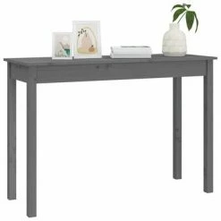 VidaXL Table console Gris 110x40x75 cm Bois massif de pin -Tables d'appoint Soldes image 4 814241