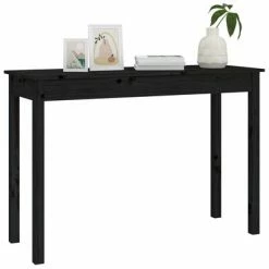 VidaXL Table console Noir 110x40x75 cm Bois massif de pin -Tables d'appoint Soldes image 4 814243