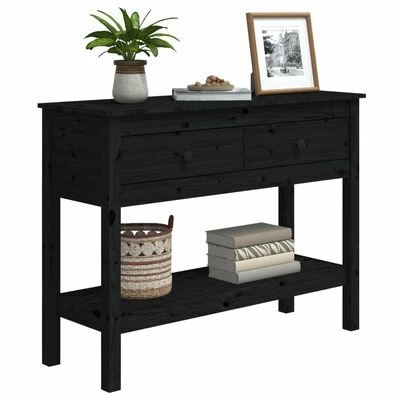 VidaXL Table console Noir 100x35x75 cm Bois massif de pin 4 VidaXL Table console Noir 100x35x75 cm Bois massif de pin – Image 4