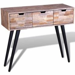 VidaXL Table console avec 3 tiroirs Bois de teck recyclé -Tables d'appoint Soldes image 5 241709